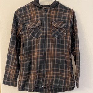 Vans Youth Medium Flannel Hooded Zip Up Shirt